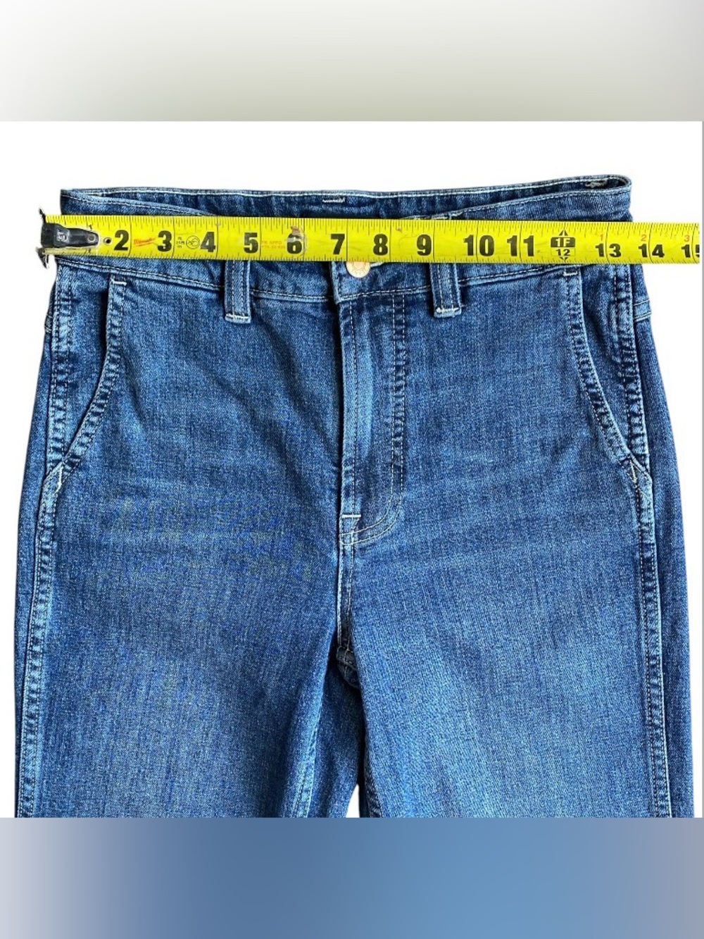 J. Crew High-Rise Trouser Flare Denim Jeans Size 25 Dark Wash - Picture 4 of 11